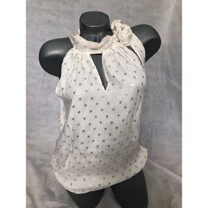 METALLIC DOT SILK HALTER TOP